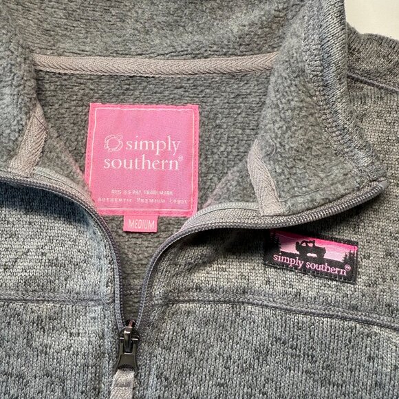 Simply Southern Women's Gray Half-Zip Pullover Sz Med Fleece Lightweight 2/$15 - Picture 4 of 13